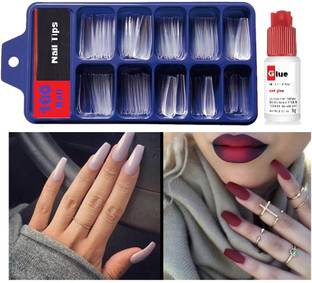 Herrlich Transparent Artificial Nail Tips with Nail Glue TRANSPARENT