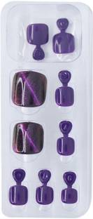 Lick - Press on Nails Artificial Toe _ Set Reusable Fake/False _ Extension With Application Kit-963 Blue
