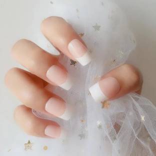business venture 24 PC/Set Designer FRENCH Reusable Artificial Nail/Nails. White, Natural