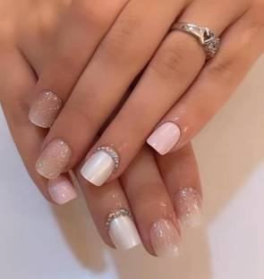 AMOK STORE false nail kit Hand made nail tip reusable acrylic nail art fake nail set408 MULTICOLOR