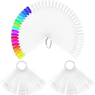 feelhigh Fan-shaped Nail Art Tips Display Polish Board Display Practice Sticks 100Pcs set NA