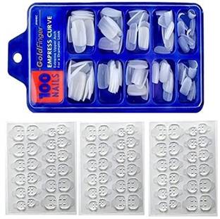 LOBE MIRACLE Professional Artificial Nails with 3 Sheet Double Sided Nails Glue Sticker White