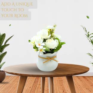 OneWish Artificial Plastic Mixed Flowers with Pot for Decoration| Room Decor, Home Decor Artificial Plant  with Pot