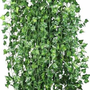 shanol artificial leaves for decoration artificial green creeper for home decoration, wall decoration artificial hanging leaves artificial green creeper for home decoration, wall decoration (85 inch, 215 cm ) pack of 6 artificial leaf for hom,e garden, balcolony, bedroom, outdoor for all type of decoration Artificial Plant