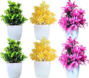 DecoMuse Mini Plant (Set 0F 6) Home decor, Small Faux Plants for Home Artificial Plant  with Pot