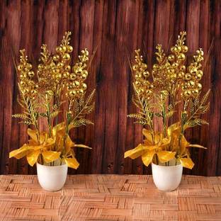 CRYSTU Artificial Plant Bonsai Tree for Home Décor Office Table & Wall Slab of 2 pc Bonsai Wild Artificial Plant  with Pot