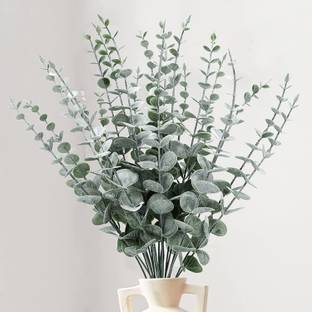 HomeXO Eucalyptus Stems Decor Artificial Leaves 24 pcs Height-16" Greenery Wild Artificial Plant