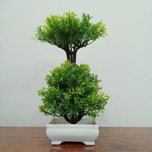 Ramarch IPP GREEN, WITH SHIP POT. Artificial Plant For H, Office Decoration Study Table Bonsai Wild Artificial Plant  with Pot