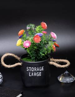 Ryme Black Pot/Vase With Flowers For Home and Table decoration Multicolor Wild Flower Artificial Flower  with Pot