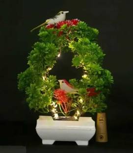 MODO Artificial Bonsoi Tree with Sparrow for Living Room Decor with LED Light Bonsai Wild Artificial Plant  with Pot