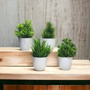 Litleo Set of 4 Great for home mini Bonsai Wild Artificial Plant  with Pot