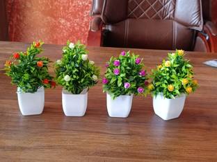 Naturaly Artificial Bonsoi Plant for hone decoration,office decor, cafe, (multicolor 4) बोनसाई जंगली नकली पौधा पॉट के साथ