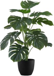 De Gardenia Plastic Artificial Palm Plants Leaves Faux Artificial Plant  with Pot