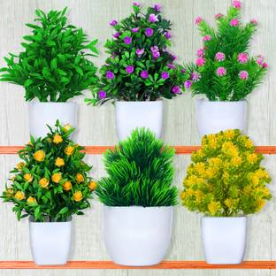DODECROO Mini Artificial plant with pot for home décor office decoration | Faux plant Bonsai Artificial Plant  with Pot