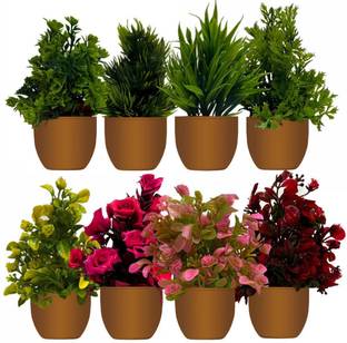 Ryme Set Of 8 Mini Plants With Pot/Vase Bonsai Wild Artificial Plant  with Pot