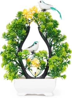 MODO Artificial Bonsoi Tree with Sparrow for Living Room Decor Bonsai Wild Artificial Plant  with Pot