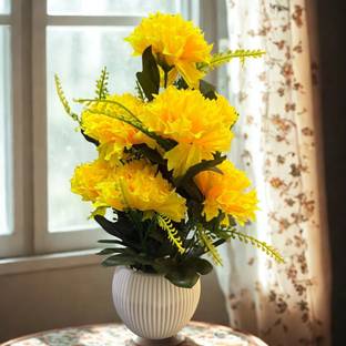 Laal Gulabi Artificial Yellow Coral Flower Plant with Pot Artificial Plant  with Pot