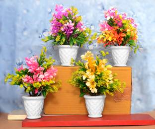mogal Home/Office Table Decoration(Pack of 4) Bonsai Wild Artificial Plant  with Pot