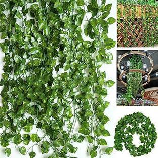 Dekorly 12 Strands 84Ft Fake Vines for Bedroom with Fake Leaves (PACK OF 1, Green) Bonsai Wild Artificial Plant