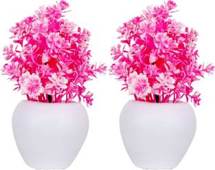 Show Style Combo attractive artificial Plant for Home Decor set of 2 Pink bonsai cute pots Bonsai Artificial Plant  with Pot