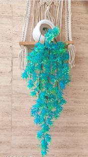 Nimkar's Artificial Hanging Plant Bail with White Pot/Hanging Bunch for Decoration Bonsai Artificial Plant  with Pot