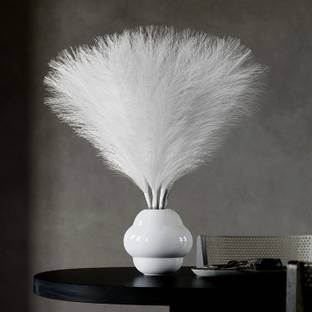 prajna 3 Pcs Faux Pampas Small Fluffy Artificial Fake Flower for Home Decor Artificial Plant