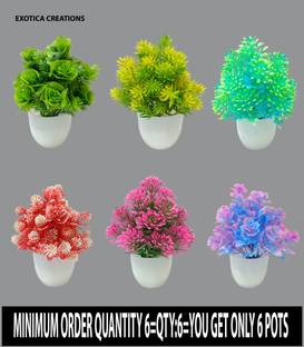 Exotica Creations G. rose Flower with Round Pot Bonsai Wild Artificial Plant  with Pot