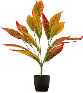 De Gardenia Zebra Leaf Plastic Palm Tree Branch for Home without Pot Artificial Plant