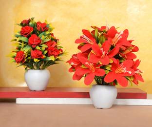 RisEmpire Artificial Plant For Home/Office Table Decoration or Gift ( Pack of 2, 8inch) Wild Artificial Plant  with Pot