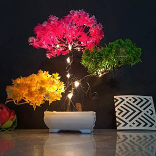 Asharya Artificial LED Tree for Home and Office Decor Potted Fake Plants, Plastic Plant Bonsai Wild Artificial Plant  with Pot