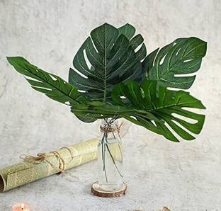 Satyam Kraft 6 Pcs Artificial Big Palm Leaves, Green - 40 cm (No vase pot) (Pack Of 6) Artificial Plant