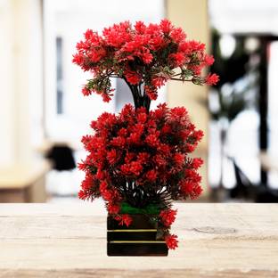 Handybee Artificial Plants with Wooden Cup | Timeless Elegance | Hight– foot Home Décor Bonsai Artificial Plant  with Pot