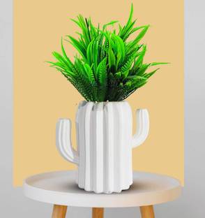 Elencraft Artificial Green Grass Plant Best Home Décor Item, Fake Plant, Table Décor Bonsai Wild Artificial Plant  with Pot