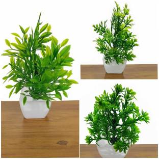 KGN STORE Set Of 4 Small Artificial flowers With Pot Wild Flower (15 cm)each Bonsai Wild Artificial Plant  with Pot