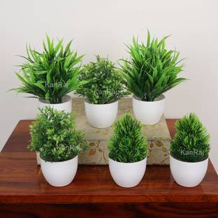 KanRaj Artificial Bonsai Mini Table Top Plant With Pot for Home & Office Dcor Bonsai Wild Artificial Plant  with Pot