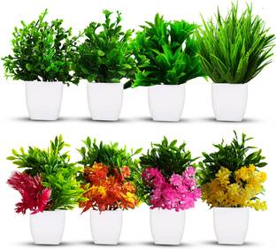 Whandly Artificial Fake Green Plant and Colored Artificial Plants for Home, Office Bonsai Wild Artificial Plant  with Pot