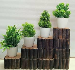 ductor Unique Bonsai Artificial Green Plants Combo Of 4 All Different Design Bonsai Wild Artificial Plant  with Pot