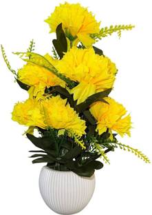 Laal Gulabi Artificial Yellow Coral Flower Plant with Pot Wild Artificial Plant  with Pot