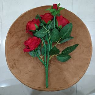 Decogreen SINGAL R5 ROSE RED FLOWER For H, Office Decor Study Table & Bday Gift Idea Red Rose Artificial Flower