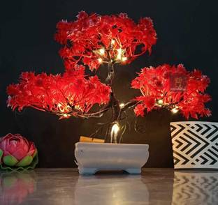 Moonex Artificial Bonsoi Tree with Sparrow for Living Room Decor with LED Light Bonsai Wild Artificial Plant  with Pot