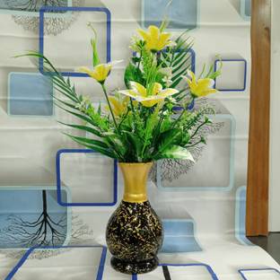 Decogreen LILYPAN Y BUNCH G VASE Home, Office Real Touch Flower Living Room Premium Design Bonsai Artificial Plant  with Pot