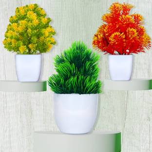 Elencraft Mini/Small Artificial Potted Plants for Home/Office Table Decoration or Gift Bonsai Wild Artificial Plant  with Pot