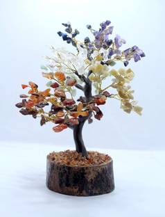 Shubh Sanket Vastu Seven Chakra Crystal Tree - 8" (7 Color) Artificial Plant  with Pot