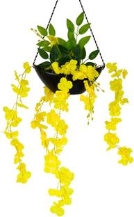 fancymart Real Touch Natural Look wisteria in boat hanging for home decor Wild Artificial Plant  with Pot