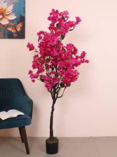 Home Bloom Artificial Bougainvillea Flower Tree –5.5 Feet Tall Faux Tropical Plant with Pot Artificial Plant  with Pot