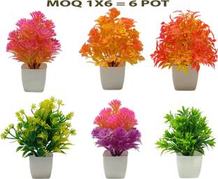 Exotica Creations Exotica Small Pink Flower Multi Colour Flower With Small Square Pot Bonsai Wild Artificial Plant  with Pot