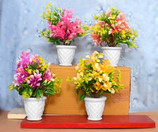 mogal Artificial Plant For Home/Office Table Decoration(Multi, Pack of 4) Bonsai Wild Artificial Plant  with Pot