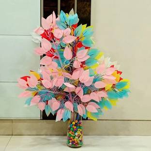 Akp Artificial Ficus Leaves Branches for Home Party Wedding Decor (Multi-color, 6) Bonsai Artificial Plant