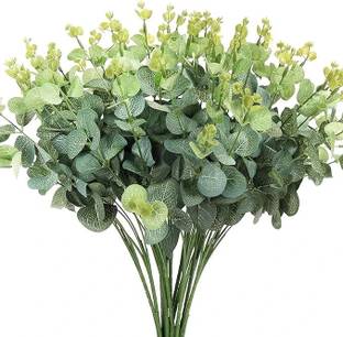 Bazaar Artificial Eucalyptus Bouquet, 16 Heads, 50 cm Tree Branches with Leaves, Faux Artificial Plant