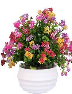 zonezer Set of 1 fancy artificial flowers plant for home temple decoration good quality. Bonsai Wild Artificial Plant  with Pot